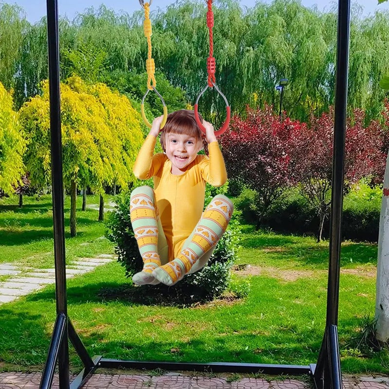 Morwealth Colorful Ninja Gymnastic Rings for Kids, Colorful Ninja Rings, Trapeze Swing Bar Rings,Climbing Rings, Gym Rings for Ninja Accessory Set for The Garden - Image 5